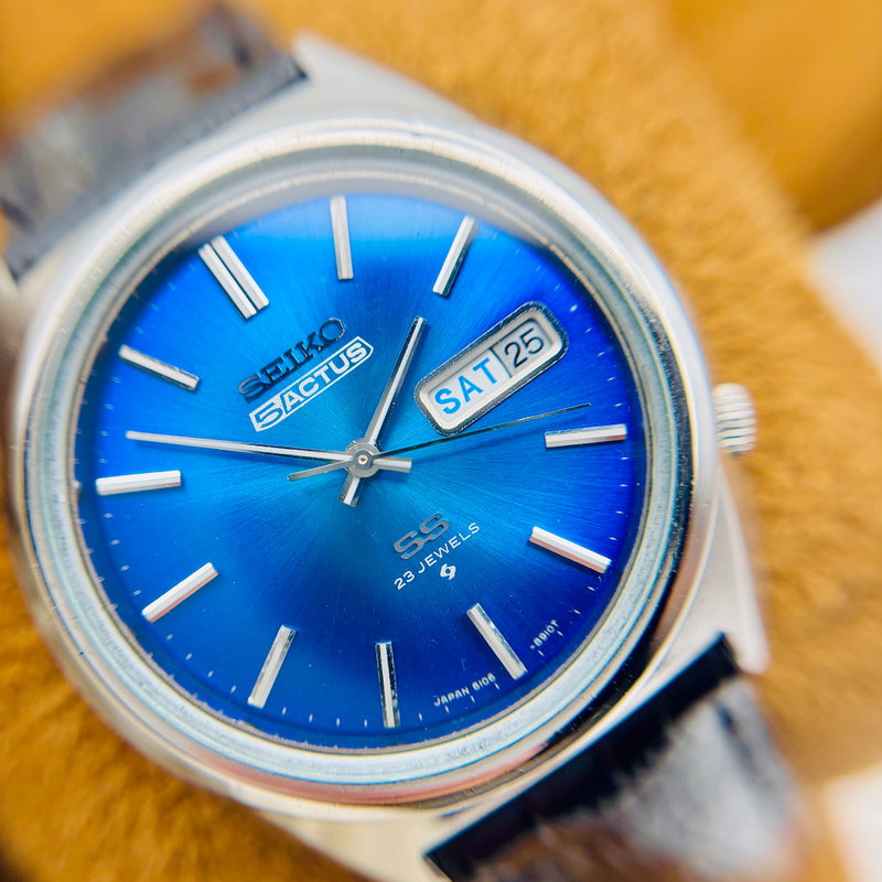 Seiko Seiko - Actus "Lucid Blue Sunburst" 青嵐 (Ao Arashi) – Blue Storm - No Reserve Price - 6106-8670 - Men - 1975 vintage watch - image 9