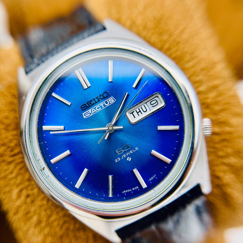 Seiko Seiko - Actus "Blue Sunburst" 蒼影 (Sōei) – Blue Shadow - No Reserve Price - 6106-8670 - Men - 1975 vintage watch - image 7