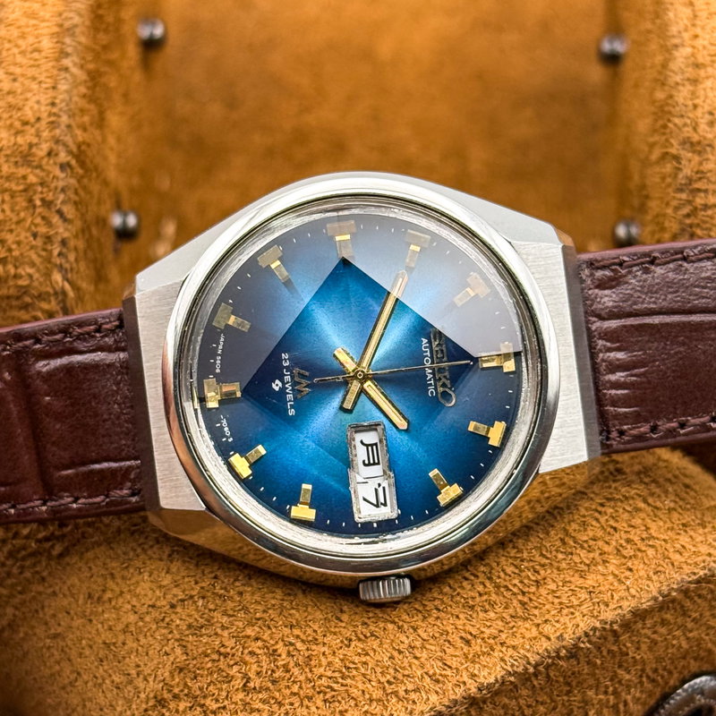 Seiko Seiko - LM "Gradient Blue Sunburst" 光輪 (Kōrin) – Halo of Light - No reserve price - 5606-7320 - Men - 1973 vintage watch - image 19