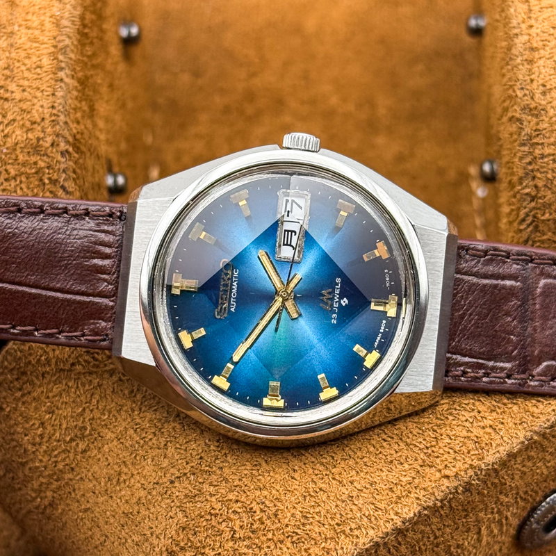 Seiko Seiko - LM "Gradient Blue Sunburst" 光輪 (Kōrin) – Halo of Light - No reserve price - 5606-7320 - Men - 1973 vintage watch - image 24