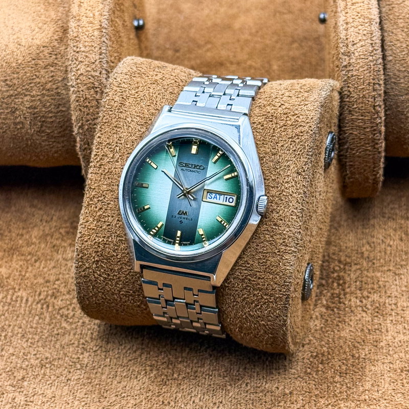 Seiko Seiko - LM "Gradient Green Sunburst" [Near-Mint] 寂波 (Jakuhā) – Silent Wave - 5606-7310 - Men - 1974 vintage watch - image 10