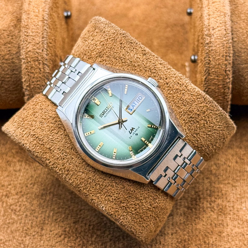 Seiko Seiko - LM "Gradient Green Sunburst" [Near-Mint] 寂波 (Jakuhā) – Silent Wave - 5606-7310 - Men - 1974 vintage watch - image 12