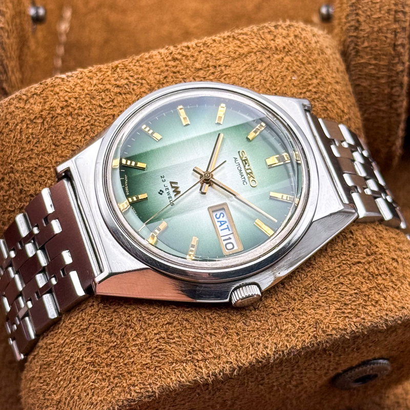 Seiko Seiko - LM "Gradient Green Sunburst" [Near-Mint] 寂波 (Jakuhā) – Silent Wave - 5606-7310 - Men - 1974 vintage watch - image 17