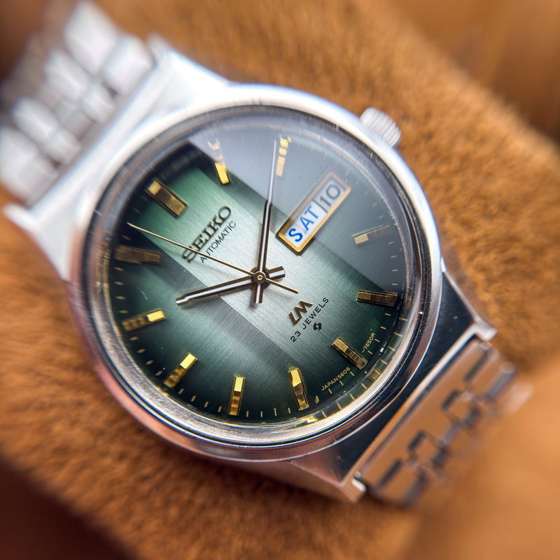Seiko Seiko - LM "Gradient Green Sunburst" [Near-Mint] 寂波 (Jakuhā) – Silent Wave - 5606-7310 - Men - 1974 vintage watch - image 21