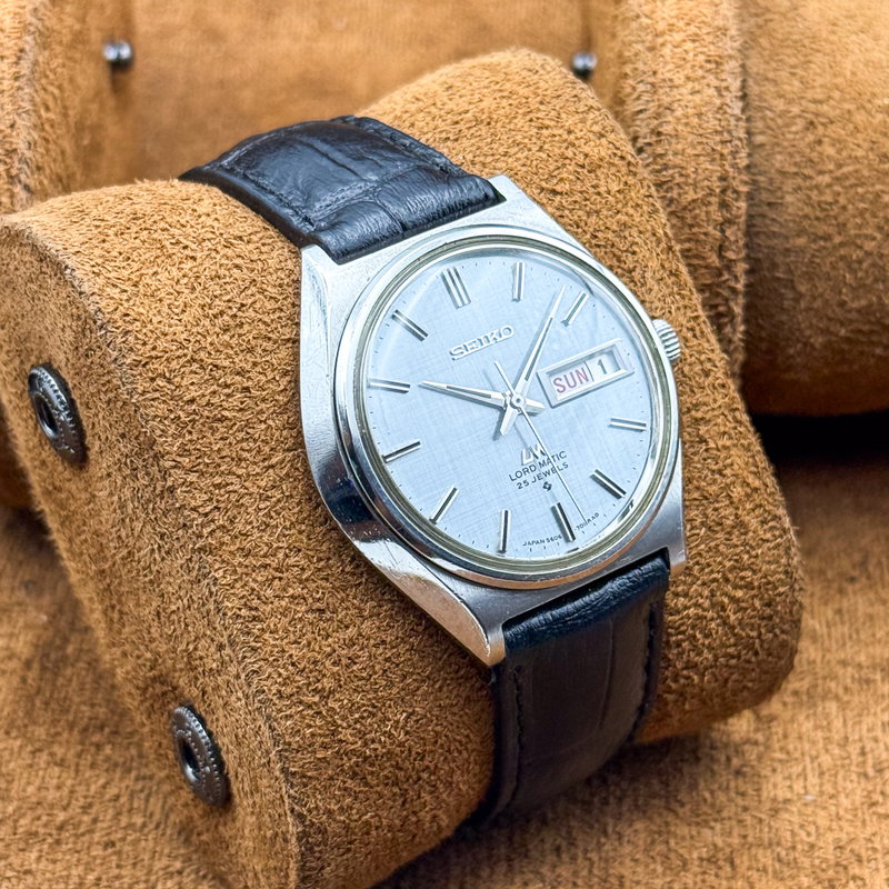 Seiko Seiko - Lord Matic "Linen-Dial" [Near-Mint] 宵光 (Yōkō) – Evening Light - No reserve price - 5606-7010 - Men - 1969 vintage watch - image 15