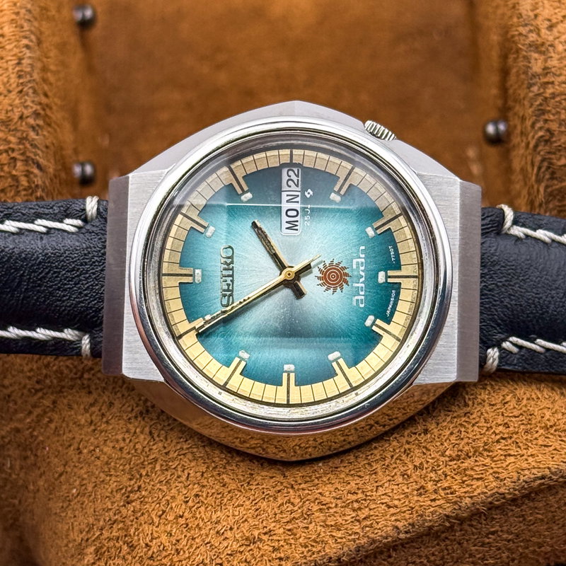 Seiko Seiko - Advan "Gradient Teal Sunburst" 柔金 (Jūkin) – Gentle Gold - No reserve price - 6106-7570 - Men - 1972 vintage watch - image 23