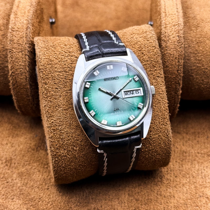 Seiko Seiko - Lord Matic "Gradient Green Sunburst" 柔光 (Jūkō) – Soft Light - No reserve price - 5606-7230 - Men - 1973 vintage watch - image 12