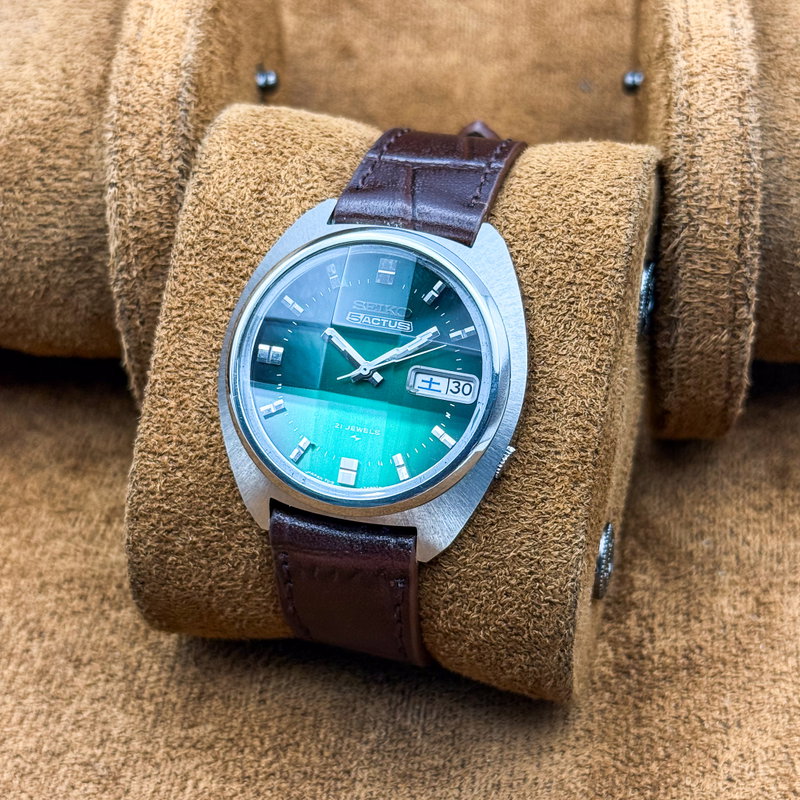 Seiko Seiko - Actus "Vivid Green Sunburst" [Near-Mint] 夢絹 (Yumekin) – Silk of Dreams - No reserve price - 7019-7350 - Men - 1974 vintage watch - image 4