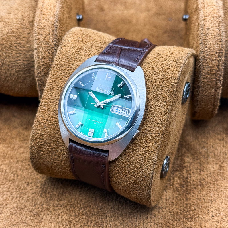 Seiko Seiko - Actus "Vivid Green Sunburst" [Near-Mint] 夢絹 (Yumekin) – Silk of Dreams - No reserve price - 7019-7350 - Men - 1974 vintage watch - image 5