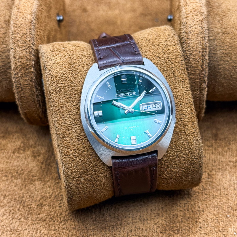 Seiko Seiko - Actus "Vivid Green Sunburst" [Near-Mint] 夢絹 (Yumekin) – Silk of Dreams - No reserve price - 7019-7350 - Men - 1974 vintage watch - image 6