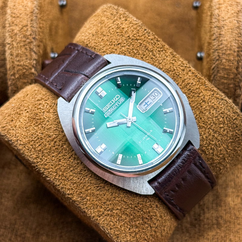 Seiko Seiko - Actus "Vivid Green Sunburst" [Near-Mint] 夢絹 (Yumekin) – Silk of Dreams - No reserve price - 7019-7350 - Men - 1974 vintage watch - image 8