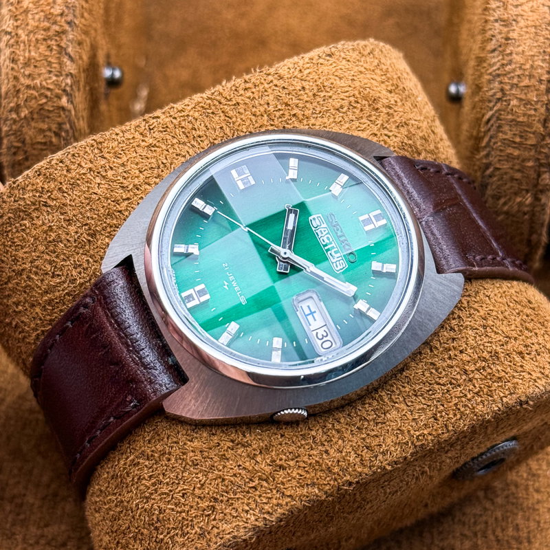 Seiko Seiko - Actus "Vivid Green Sunburst" [Near-Mint] 夢絹 (Yumekin) – Silk of Dreams - No reserve price - 7019-7350 - Men - 1974 vintage watch - image 11