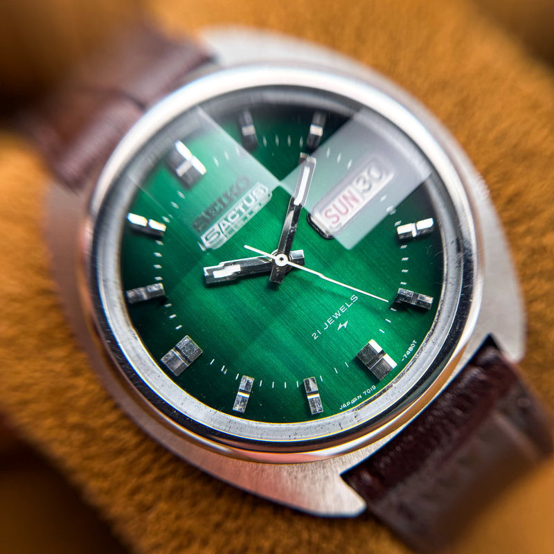 Seiko Seiko - Actus "Vivid Green Sunburst" [Near-Mint] 夢絹 (Yumekin) – Silk of Dreams - No reserve price - 7019-7350 - Men - 1974 vintage watch - image 17
